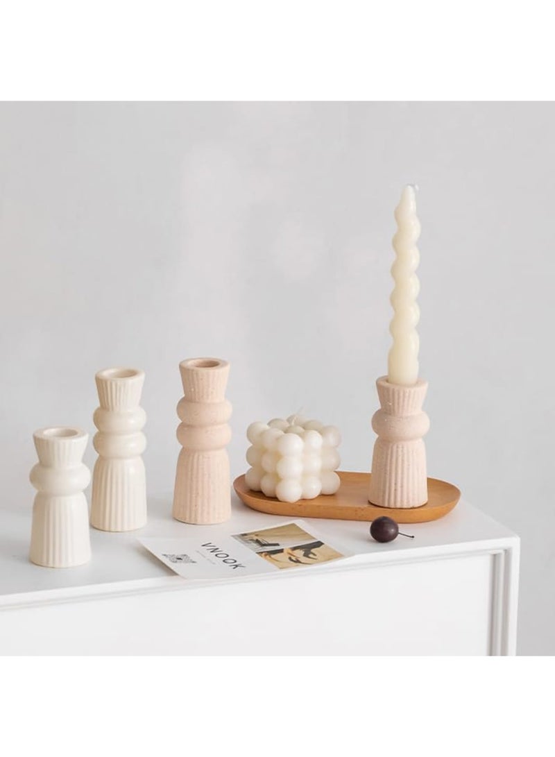 Barakah Ceramic Candle Holders Set of 2, Creative Modern Knot Candlestick Holder Set, Table Centerpiece Taper Candle Holders Desktop Decoration for Home Decor, Wedding, Dinning, Party (Cream) - Image 5